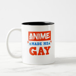 Anime gjorde mig till Gay HBT TQ Otaku Manga Älska Två-Tonad Mugg