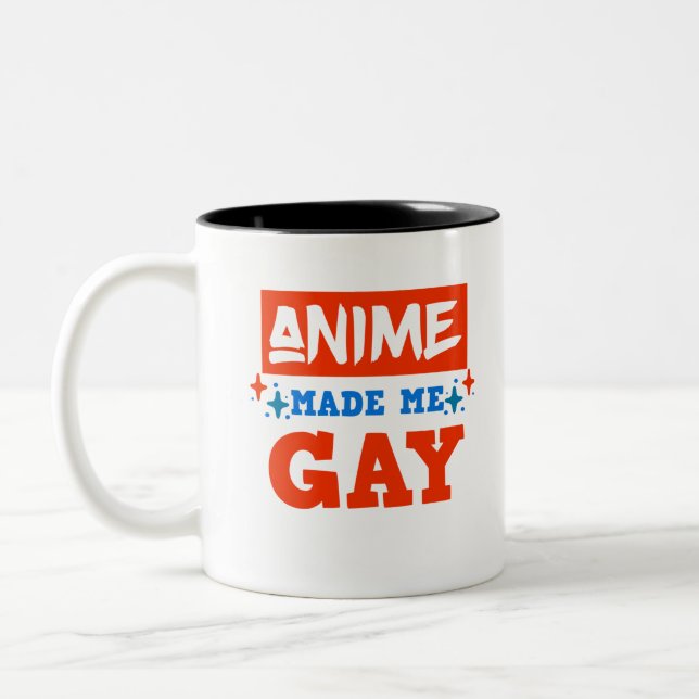 Anime gjorde mig till Gay HBT TQ Otaku Manga Älska Två-Tonad Mugg (Vänster)