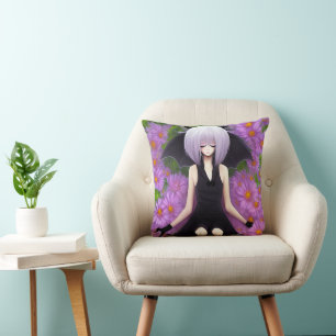 Anime Goth Fladdermus Girl Kudde