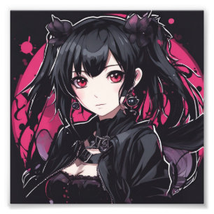 Anime Goth Girl Fantasy Art Fototryck
