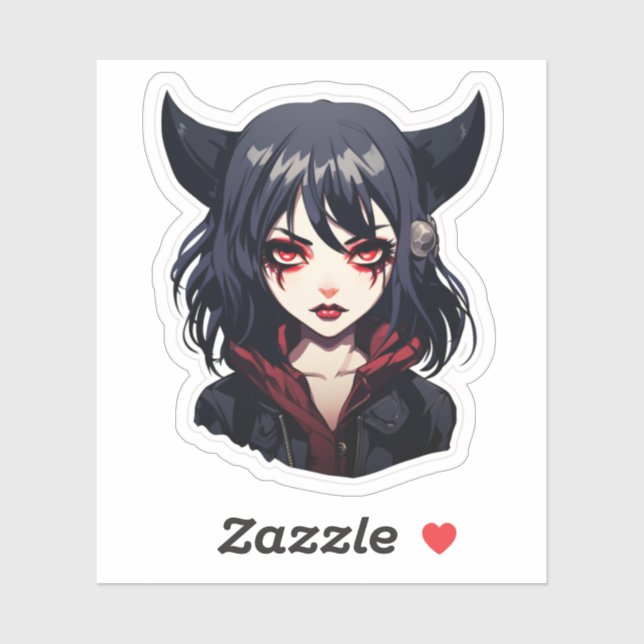 Anime Gothic Girl in Black Klistermärken (Ark)