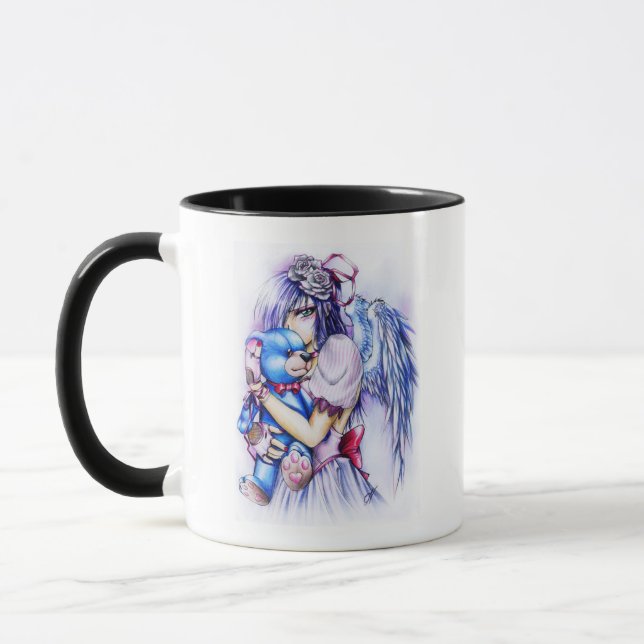 Anime Gothic Rosa Angel Girl with Teddy Mugg (Vänster)