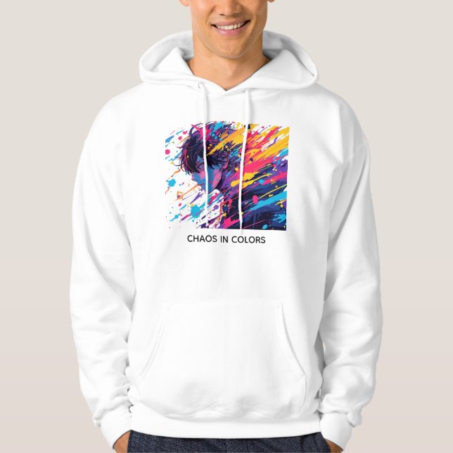 Anime Graffiti Kaos — Färgsprakande Hoodie (Framsida)