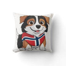 Anime Gräns Collie med Norge Flagga