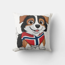 Anime Gräns Collie med Norge Flagga Kudde