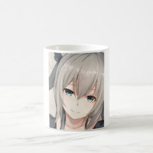Anime grått-hårig flicka aqua ögon Coffee Mugg