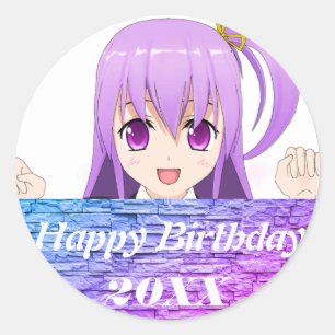 Anime Grattis på födelsedagen adsible japanese Runt Klistermärke