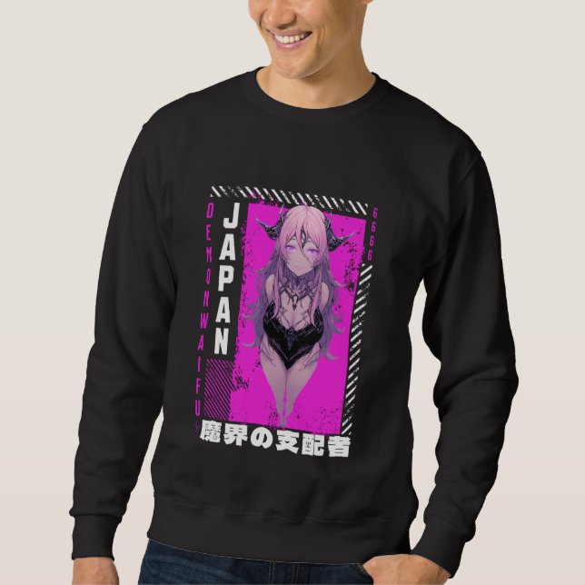 Anime Grunge Waifu Japan Rock Emo Japanese Anime G Lång Ärmad Tröja (Framsida)