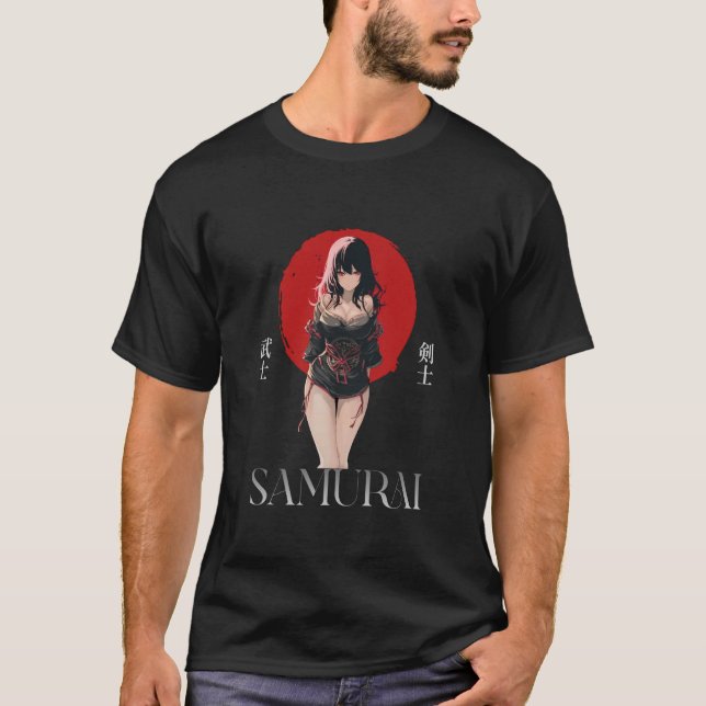 Anime Grunge Waifu Samurai Emo Japanese Anime Girl T Shirt (Framsida)