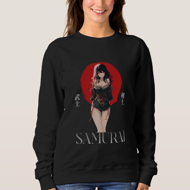 Anime Grunge Waifu Samurai Emo Japanese Anime Girl T Shirt (Framsida)