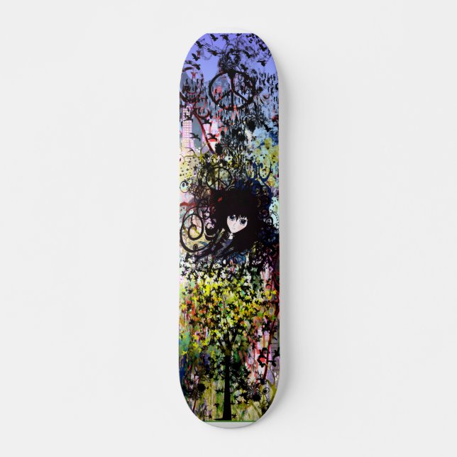 Anime Grunged City Skateboard (Framsida)