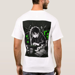 Anime Hacker Gamer Cyberpunk Dator Skrivbord Estet T Shirt