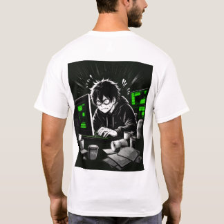 Anime Hacker Gamer Cyberpunk Dator Skrivbord Estet T Shirt