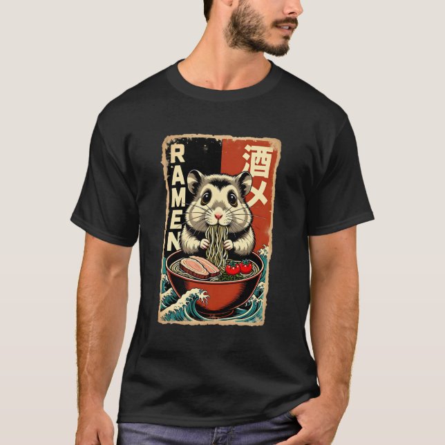 Anime Hamster Eating Ramen Japanese Cute & Funny K T Shirt (Framsida)