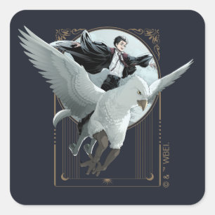 Anime HARRY POTTER™ Flyg med Buckbeak Fyrkantigt Klistermärke