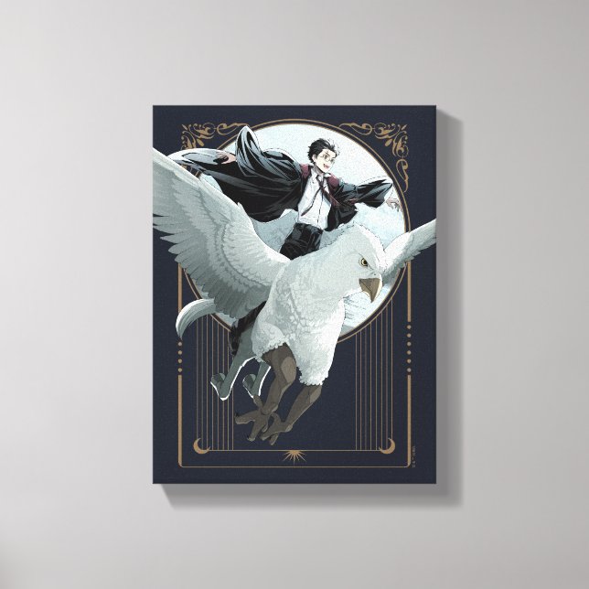 Anime HARRY POTTER™-flygning med Buckbeak Canvastryck (Framsida)
