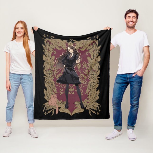 Anime Hermione Granger utsmyckad ram Fleecefilt (På plats)