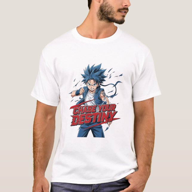Anime Hero "Chase Your Destiny" Graphic T Shirt (Framsida)