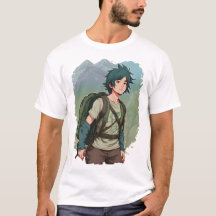 Anime Hiker Boy Mountain Adventure T-Shirt