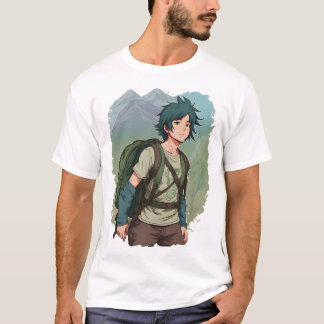 Anime Hiker Boy Mountain Adventure T-Shirt