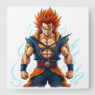 anime hjälte otaku weeb decal merch fyrkantig klocka