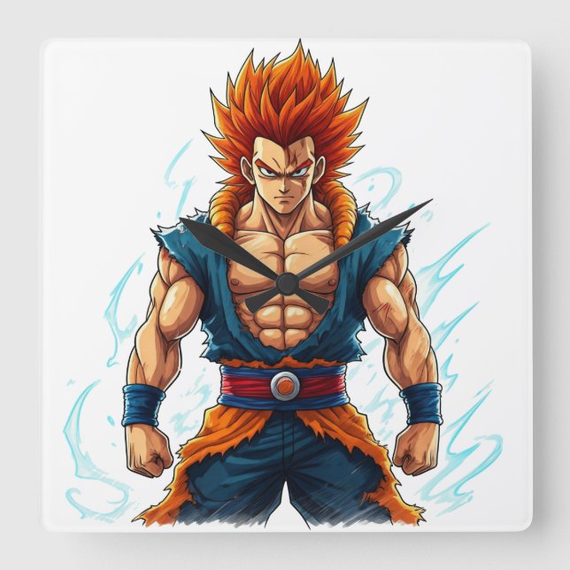 anime hjälte otaku weeb decal merch fyrkantig klocka (Framsida)