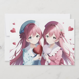 Anime-hjärtan Alla hjärtans dag Julkort