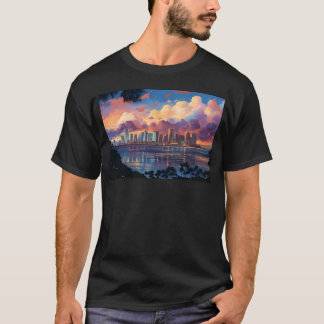 Anime Honolulu A Vibrant Anime Inspired Skyline gi T Shirt