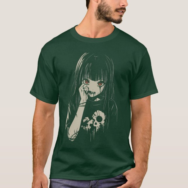 Anime Horror Girl Aesthetic Soft Grunge Waifu Japa T Shirt (Framsida)