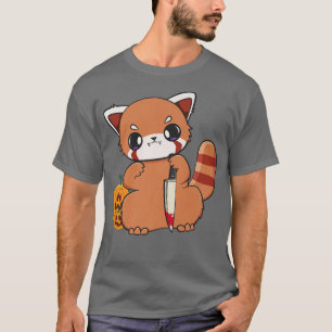 Anime Horror Halloween Red Panda Witch Cute Chibi T Shirt