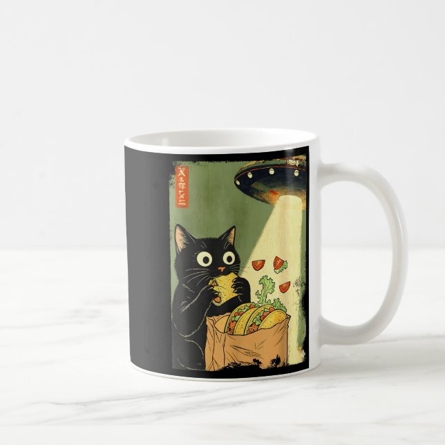 Anime Japanese Cat UFO Tacos Lover Kaffemugg (Höger)