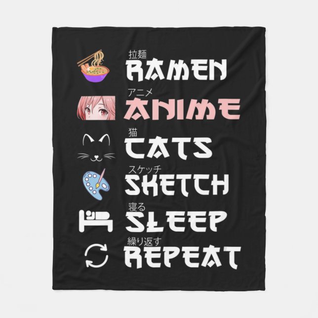 Anime japanese Pommes sketching cat Anime Älskare  Fleecefilt (Framsidan)