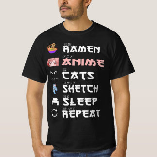 Anime japanese ramen sketching cat Anime Lover Gir T Shirt