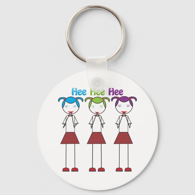 Anime Japanska Girls Giggling Nyckelring (Framsida)
