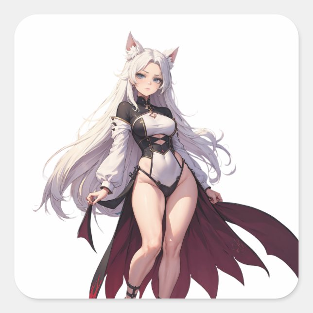 Anime Joy Fyrkantigt Klistermärke (Framsida)