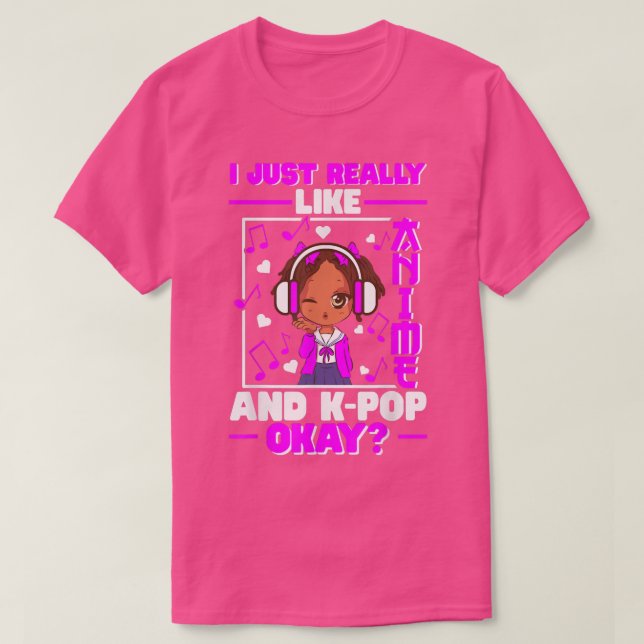 Anime K Pop African American Black Girl Kpop Music T Shirt (Design framsida)