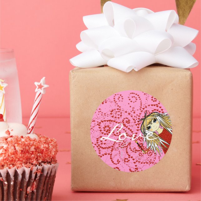 Anime Kärlek- Runt Klistermärke (Part)