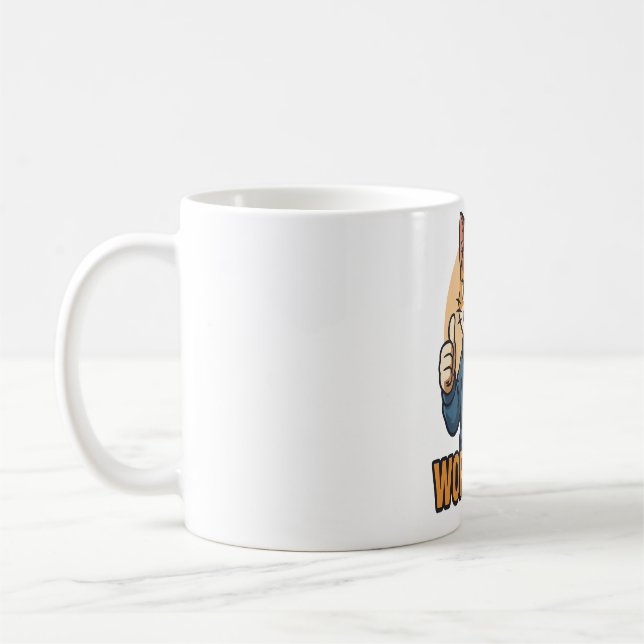Anime Katt - ARBETA HÅRT Motivations Japansk stil Kaffemugg (Vänster)