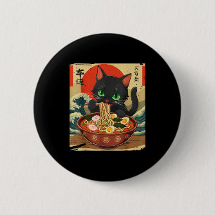 Anime Katt Äter Ramen Japansk Konst Grafisk Katt C Knapp