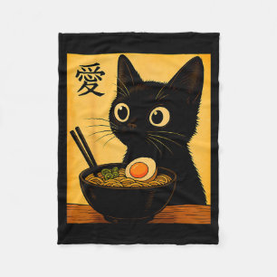 Anime Katt Ramen Japanska Roliga Grafiska Tees Kaw Fleecefilt