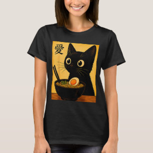 Anime Katt Ramen Japanska Roliga Grafiska Tees Kaw T Shirt