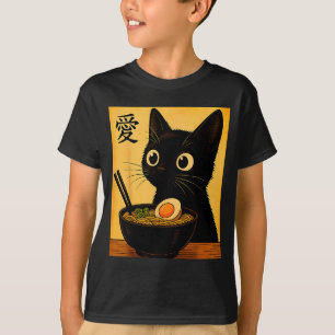 Anime Katt Ramen Japanska Roliga Grafiska Tees Kaw T Shirt