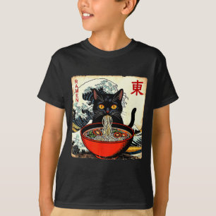 Anime Katt Ramen Japanska Roliga Grafiska Tees Kaw T Shirt