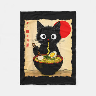 Anime Katt Ramen Japanska Roliga Katt Grafiska Tee Fleecefilt