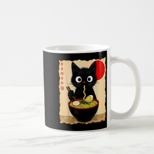Anime Katt Ramen Japanska Roliga Katt Grafiska Tee Kaffemugg (Höger)