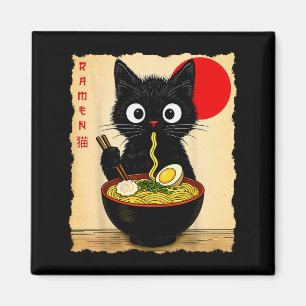 Anime Katt Ramen Japanska Roliga Katt Grafiska Tee Magnet