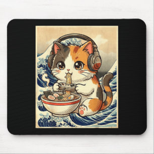 Anime Katt Ramen Spelare Japansk Konst Retro Vinta Musmatta