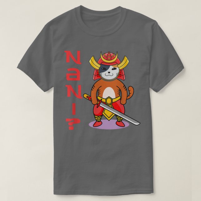 Anime-katt säger nani vilket eklamation samurai ka t shirt (Design framsida)