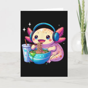 Anime Kawaii Axolotl Eating Ramen Noodles Kids Tee Kort