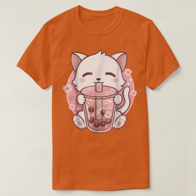 Anime Kawaii Boba Cat Bubble Tea Cat Boba Tea Cat2 T Shirt (Design framsida)